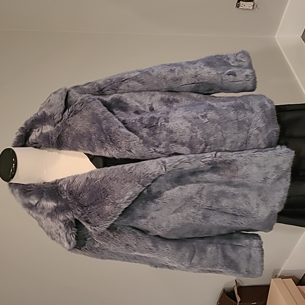 1 State faux fur coat jacket gray M